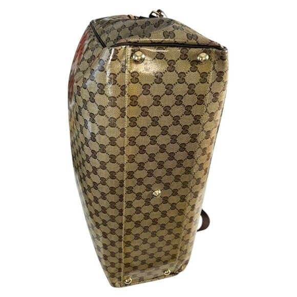 GUCCI Brown Leather &Crystal GG Logo Travel Bag #2258 - Picture 3 of 8
